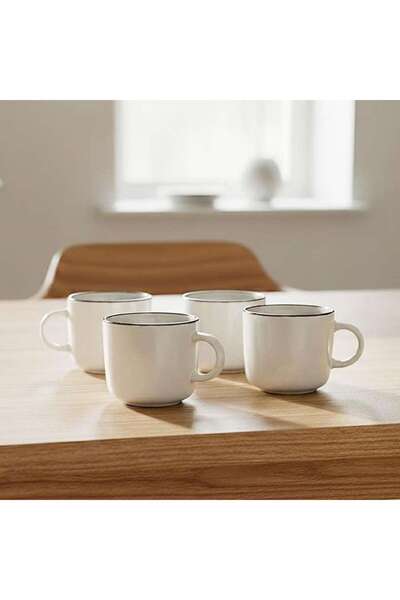 PAN HOME Ava 4-piece Porcelain Mug 385ml -white