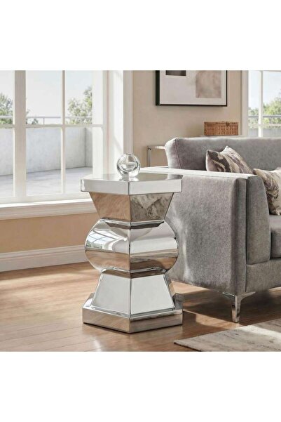 PAN HOME Elmaz End Table Polish - Silver