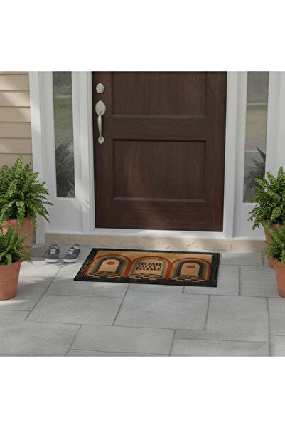 PAN HOME سجادة باب بيرون 45×70 سم - طبيعي/أسود