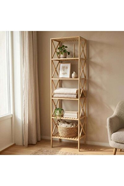 PAN HOME رف تخزين فينيكس ذو 5 طبقات 34x33x140 سم - لون طبيعي