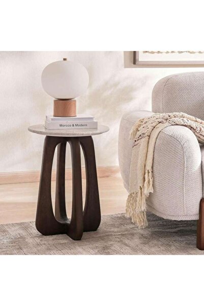 PAN HOME Prisien End Table Marble - Beige Walnut