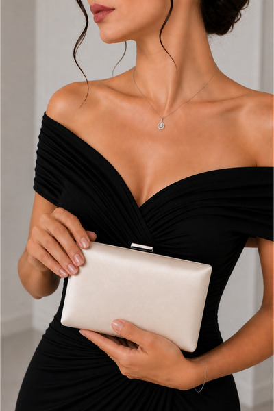 Molie Kadın Saten Abiye Çanta Zincir Askılı Şık Gece Davet Clutch Çanta