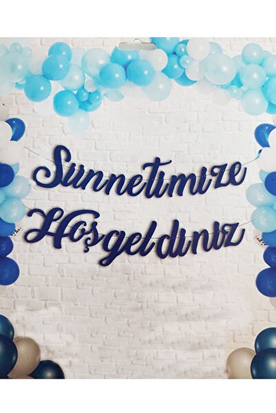 Parti dolabı Lacivert Sünnetimize Hoşgeldiniz Kaligrafik Ipe Dizili Banner Uzar Yazı Sünnet Oda Süsleme 2,5metre