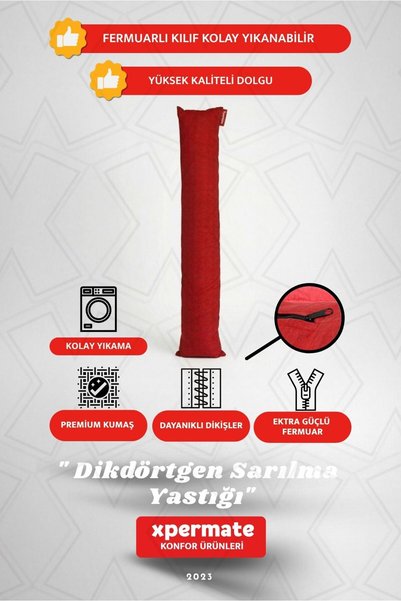 XPERMATE Hugging Pillow Leg Pillow Side Sleeping Sleeping Pillow Rectangular 150X25 cm Dark Red