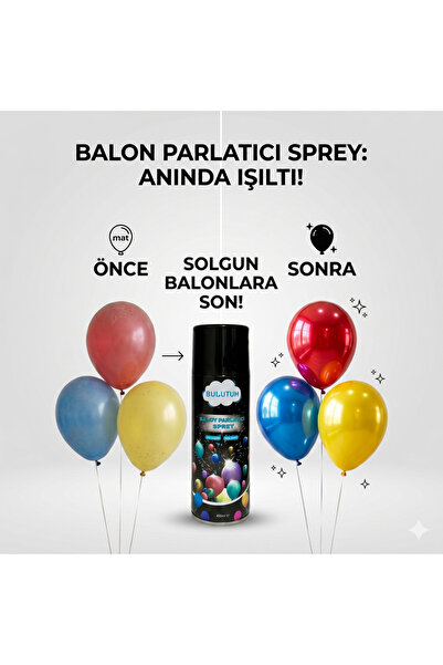 Parti dolabı 1 Adet Mat Balon Parlatıcı Sprey -Parlaklık Spreyi  Balon Parlat...