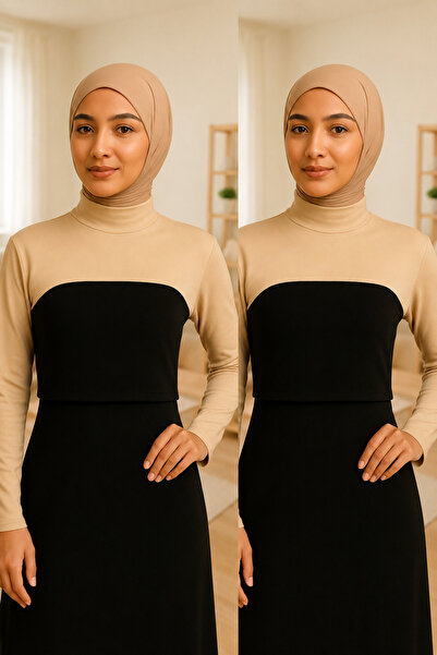 mirach 2-paket bež visokog ovratnika, model dugih rukava, hijab donji veš, če...