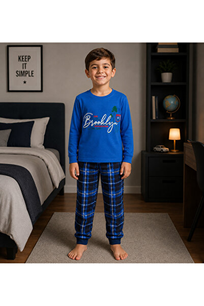 Fil Kids Dečački set pidžama od 100% pamuka, plavi brooklyn dezen, karirani, ...
