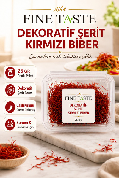 Fine Taste Dekoratif Şerit Kırmızı Biber 25 Gr