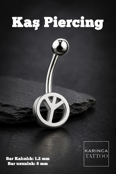 Karınca Piercing Cerrahi Çelik Hippie Barış Peace Kulak Tragus Daith Rook Snu...
