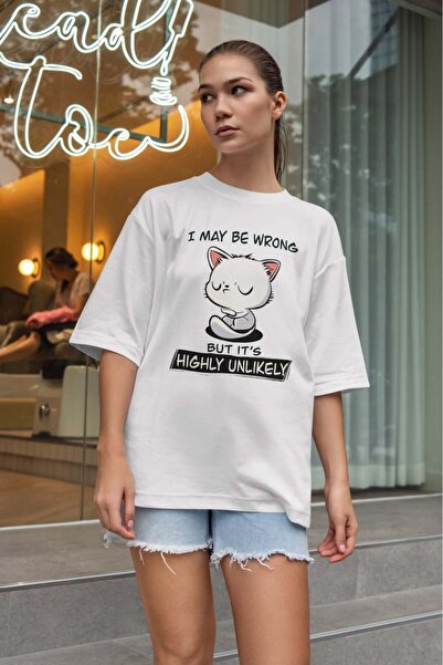 buzagi tasarım ürünleri Sarcastic Oversize Unisex White T-Shirt