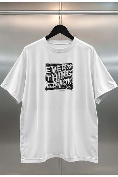 buzagi tasarım ürünleri Organic Cotton Digital Printed Oversize White T-Shirt