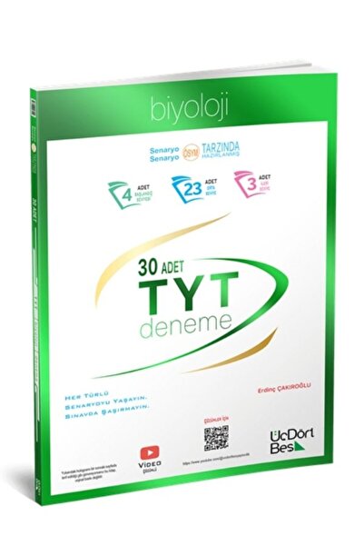 Üç Dört Beş Yayıncılık üçdörtbeş 345 - TYT Biyoloji 30 Deneme - GÜNCEL BASKI