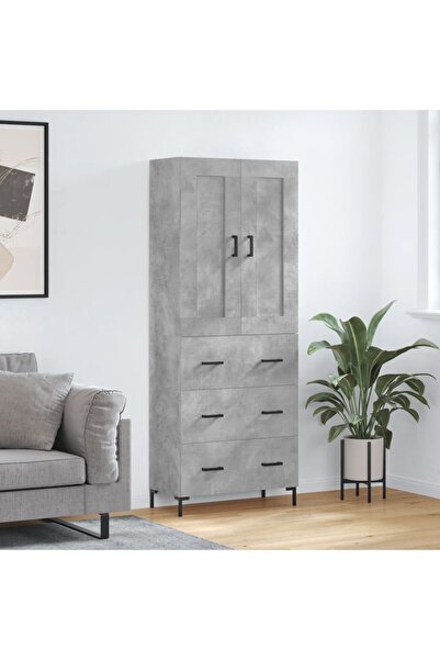 Concept Dulap înalt, gri beton, 69,5x34x180, lemn compozit