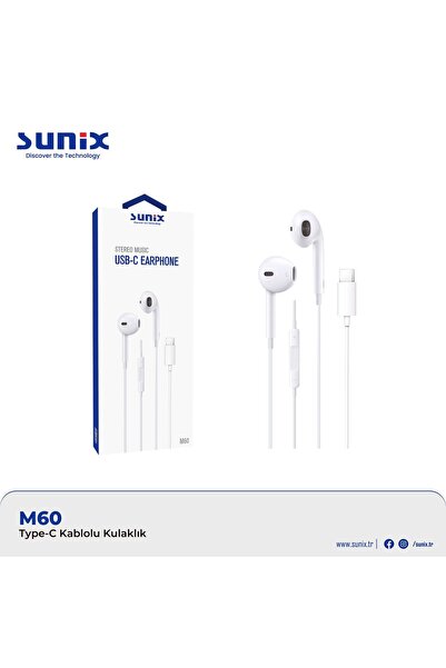 Sunix Streo Süper Bass Silikonlu Bluetooth Bağlantılı Type-c Kulak Içi Kulakl...