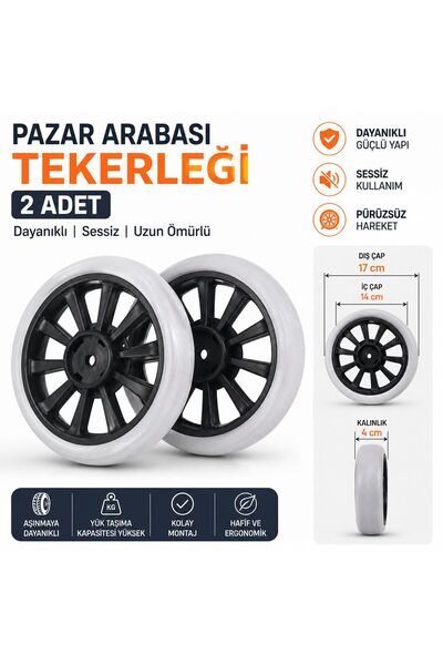 Eve Tekstil Çok Amaçlı Lüks Ses Yapmaz Pazar Arabası Tekerliği 17 Cm