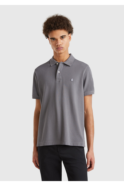 United Colors of Benetton Erkek Antrasit Regular Fit Kısa Kollu Polo T-Shirt
