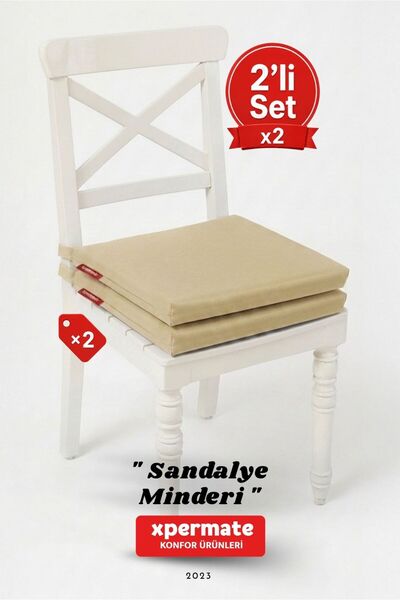 XPERMATE 2’li Sandalye Minderi 40x40 Bağcıklı Fermuarlı Su İtici Yıkanabilir ...