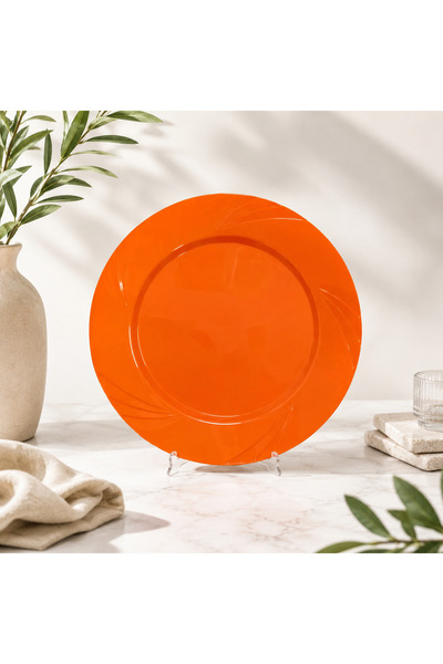 Ambalaj Evi Mica Luxury Plastic Plate Orange Mica Plate 23 cm 6 Pieces