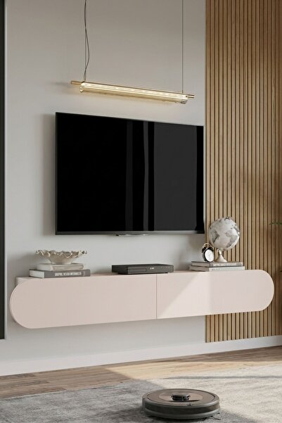 Yurupa Lumos 180 cm Oval Kapaklı Tv Ünitesi Modern Duvara Monte Tv Sehpası Ku...
