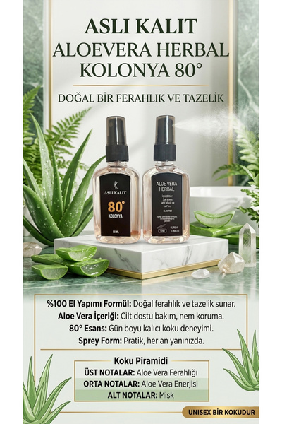 El Yapımı 80° Kolonya Aloe Vera Herbal 50ml