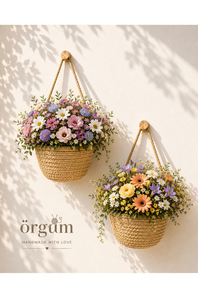 ÖRGÜM Yapay Çiçeklik 2'li Saksılık Sepet 12x10 cm BİTKİLER VE ASMA APARATLARI...