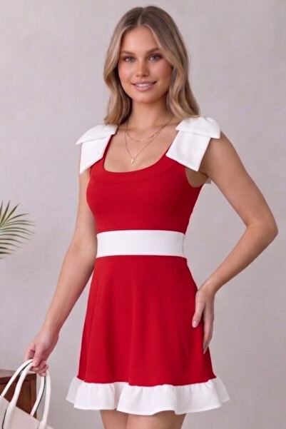 ALFUDO Moda Collection Bow Detail Ruffle Mini Homecoming Evening Dress