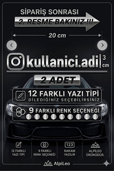 AlpiLeo (2 Adet) İnstagram Kullanıcı Adı Gri Sticker | Scooter Akülü Araba Mo...
