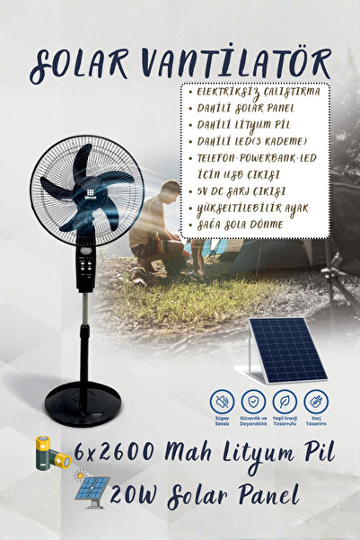 EFOTECH Wevolt Solar Güneş Enerjili Şarjlı Ayaklı Vantilatör – 16 inç