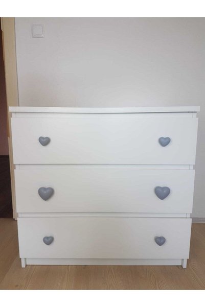 TURUNÇ AKSESUAR Small Gray Chubby Heart Handle - Width 4.5 cm Length 4.5 cm Baby Kids Teen Room Cabinet Drawer Furniture Handle