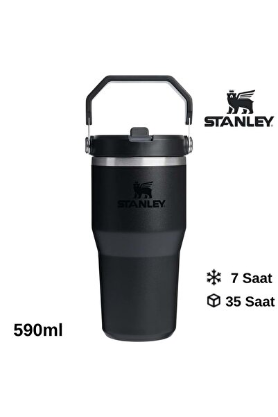Stanley The Iceflow Flip Straw Thermos Cup with Straw 0.59 Lt Flask Black