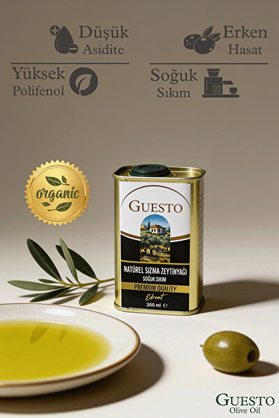 GUESTO NATÜREL SIZMA ZEYTİNYAĞI SOĞUK SIKIM EDREMİT 200 ML