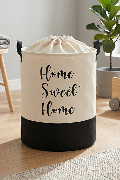 PH Prendi Home Beyaz Kumaş Fileli Home Sweet Home Baskılı Çok Amaçlı, Dekorat...