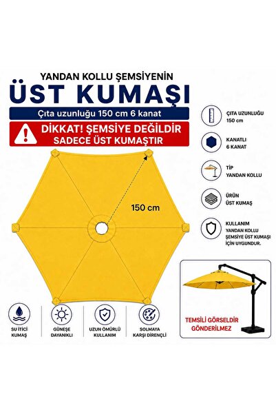 Şemsiyecim Yandan Kollu Şemsiye Üst Kumaşı 150 cm 6 kanat Su İtici