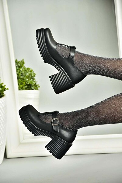 Fox Shoes R996946509 Siyah Kalın Topuklu Kadın Ayakkabı
