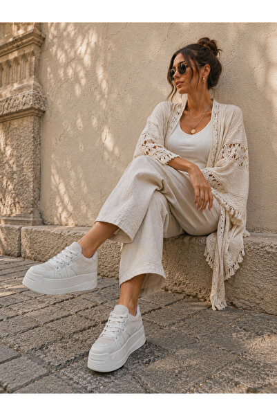 UNDERRATED Women's White High-Top Platform Sneaker Sports Shoes
