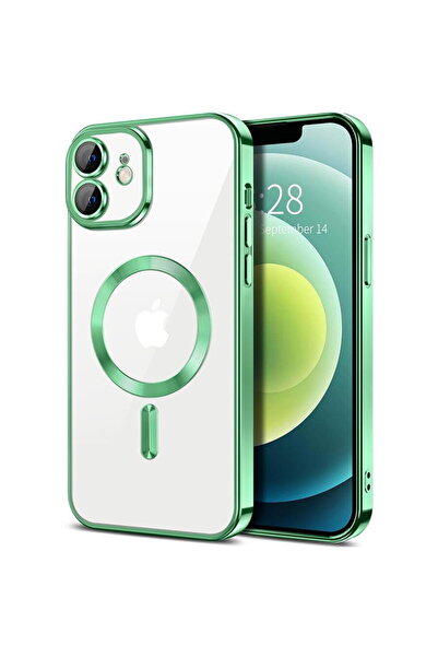 Techsuit Калъф за iPhone 12 - Луксозен кристален MagSafe - Светлозелен