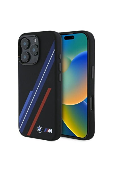 BMW iPhone 16 Pro Max - Σιλικονούχο Σκληρή Θήκη με Τυχαίες Γραμμές MagSafe (B...