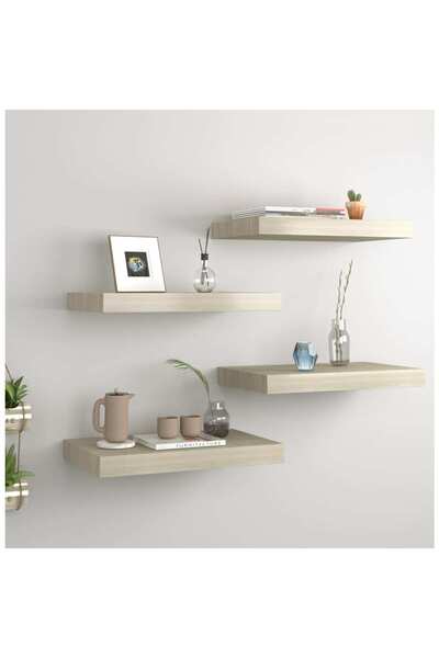 Concept Rafturi de perete suspendate, 4 buc., stejar, 40x23x3,8 cm, MDF