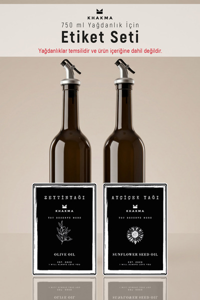 KHAKMA Label Set for Oil Bottles - Label for Olive Oil Sunflower Oil Bottle 7...