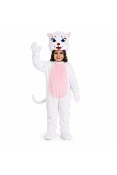 Generic Joyland White Cat Costume for Kids- Soft Fleece Animal Suit