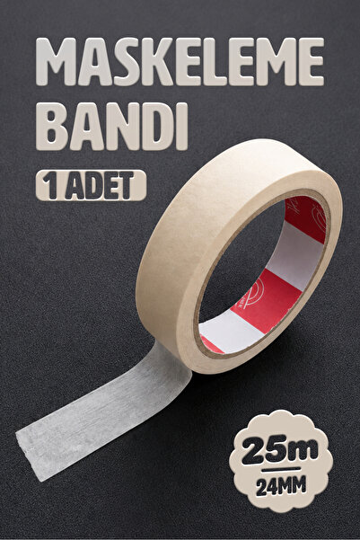 Badem10 Kağıt Bant Boya Maskeleme Bandı 24 mm x 25 Metre Hobi Boya Badana Kes...