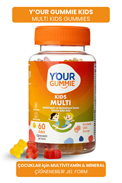 Y'our Gummie Kids Multi Çocuk Multivitamin ve Multimineral İçeren 60 Adet Por...