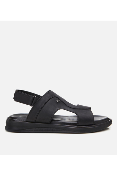 Hotiç Herren-Sandalen aus schwarzem Leder mit leichter Sohle und verstellbare...