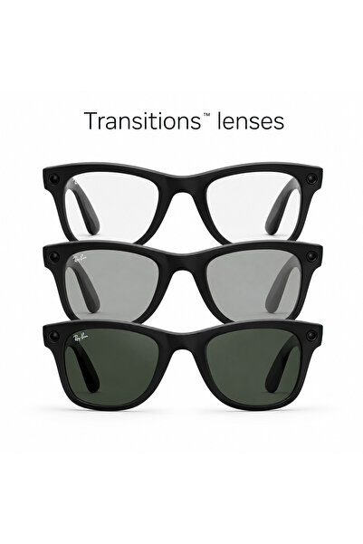 Ray-Ban Meta Wayfarer Gen 2 Akıllı Gözlük Parlak Siyah Clear/Graphite Green Transitions Ekartman/S50 RW40012 Meta AI Bluetooth Kamera