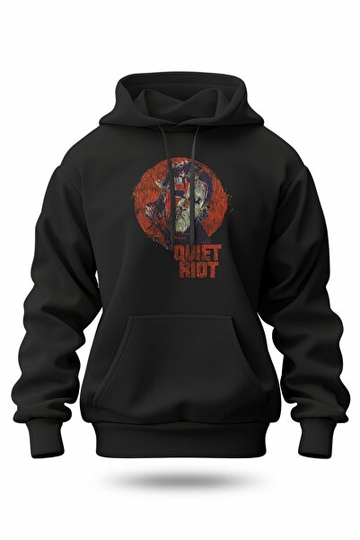 buzagi tasarım ürünleri Quite Riot Digital Print Hooded Unisex Sweatshirt