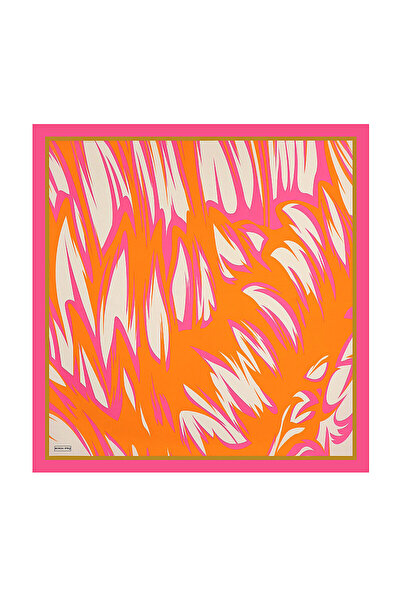 Bursa İpek Fuchsia Nilsu Twill Silk Scarf - Patterned