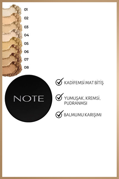 NOTE Luminous Silk Compact Powder Mat Bitişli Toz Pudra - 01 Beige