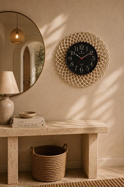 home inn Bohemian Wicker Framed Wall Clock – Modern Look Decorative Living Ro...