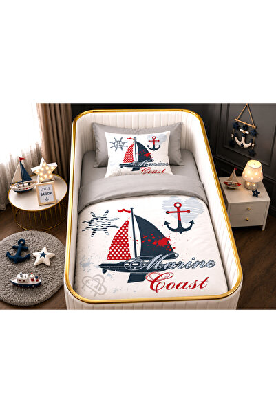 Fabeteks Seashore Boat Single Digital Baby Bedding Set
