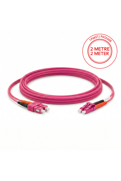 ALFAFONET Sc/Pc-Lc/Pc Multimode Om4 Duplex 2 Meters Fiber Patch Cord